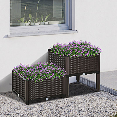 Boîte à fleurs surélevée avec jardin surélevé 2 pièces