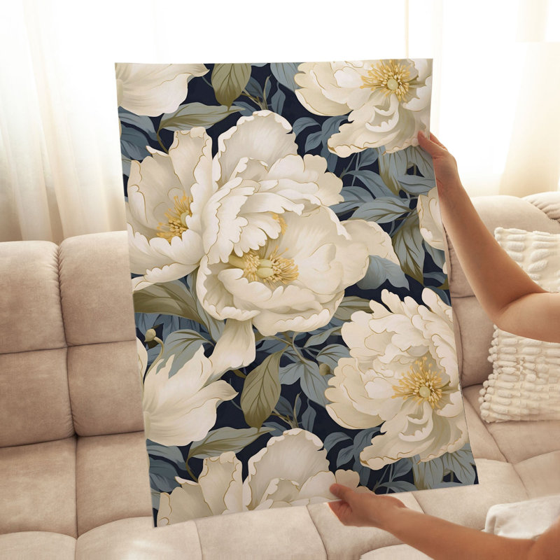 Motif floral de pivoines V, impression d'art sans cadre, H 16 po x l 12 po