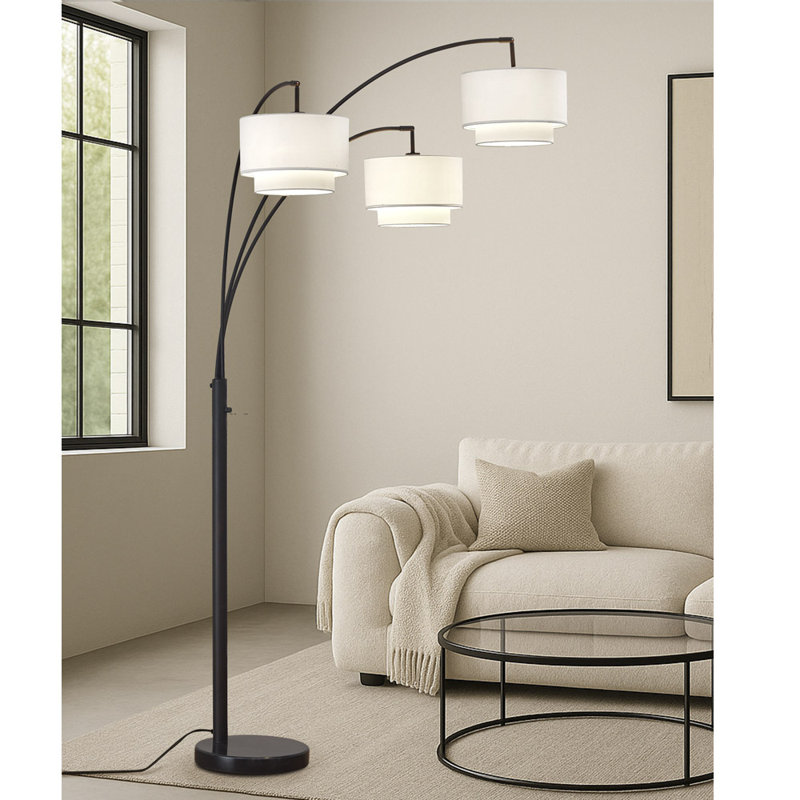 Lampe sur pied à branches 84 "Estabrook Broadway, Bronze foncé / noir, blanc