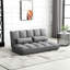 Canapé-lit pliant convertible en gris, dossier et tête réglables, 2 coussins, peu encombrant, gris avec repose-pieds, coussins, structure en métal