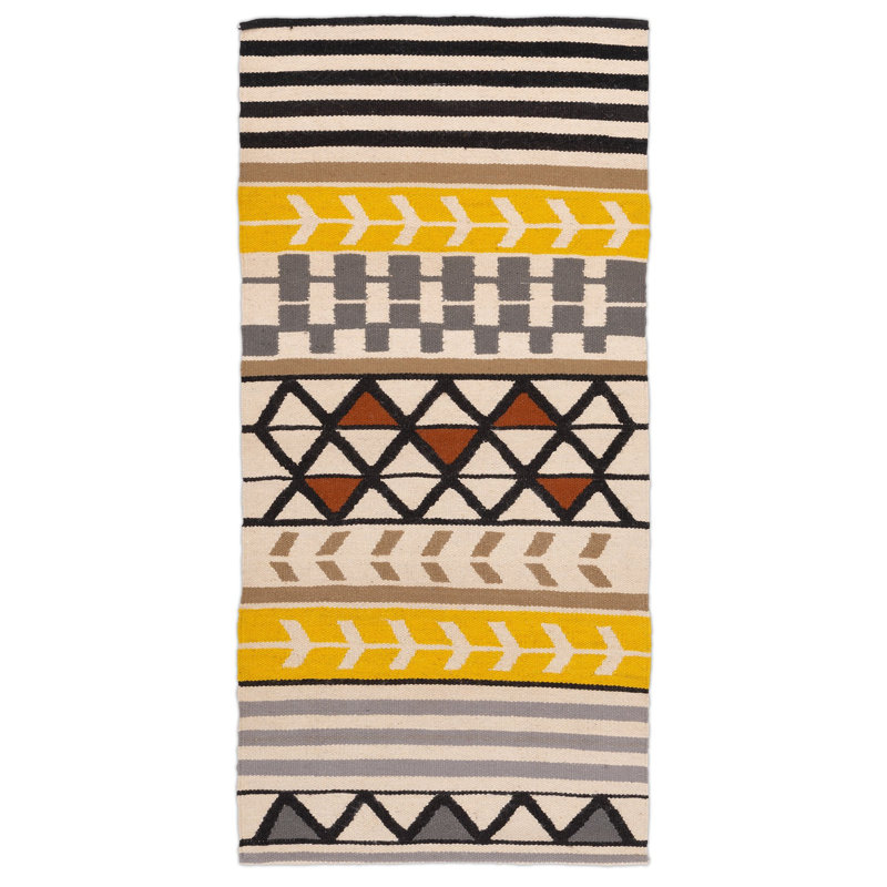 Tapis jaune à flèches jaunes, Rectangle 2 pi 4 po x 4 pi 7 po