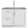 Modern Wide Shaker 46"W Utility Sink & Laundry Cabinet with High-Arc Facet and Stainless Steel Sink, White