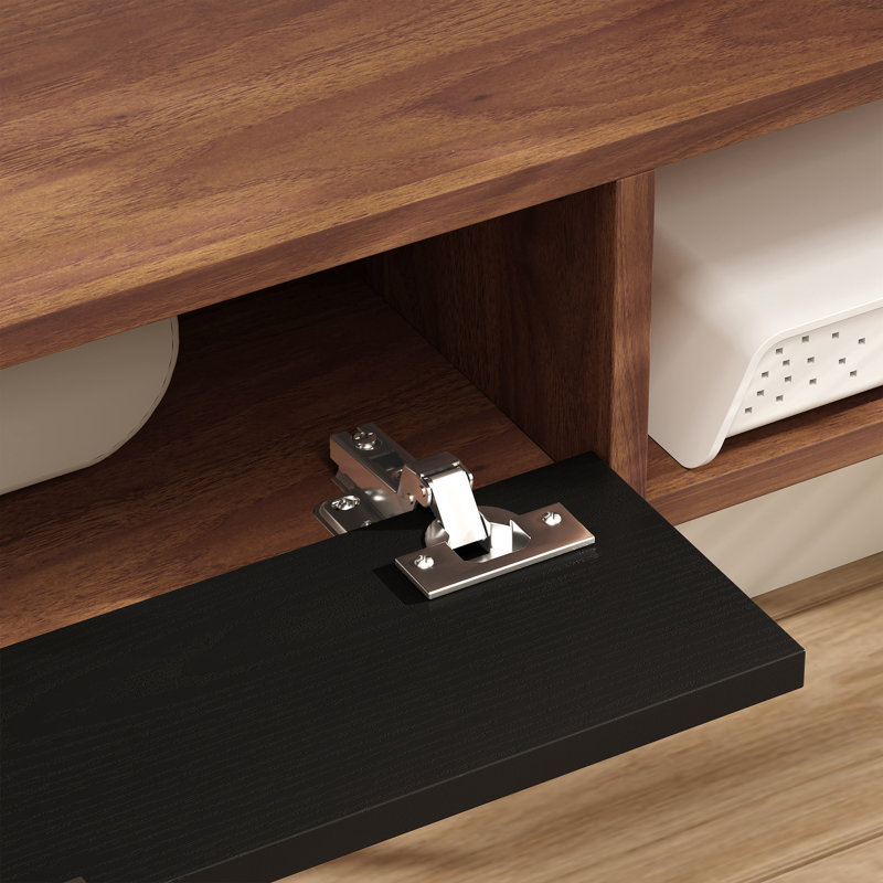 Meuble télé 71 po, console multimédia murale, noyer, H 6,3 po x L 70,9 po x l 9,4 po, Noyer
