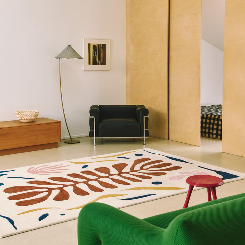 Corail Hand Tufted Wool Floral Area Rug, Rectangle 5'6" x 7'10"