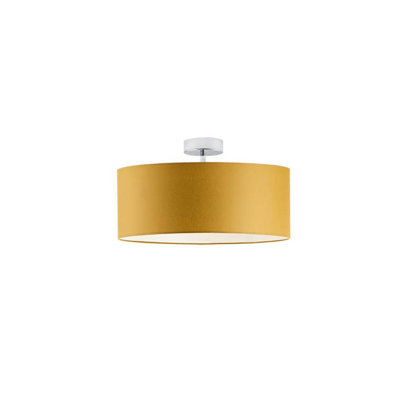 Audriona Semi Flush Mount, Chrome, 25cm H x 30cm W x 30cm D, Mustard