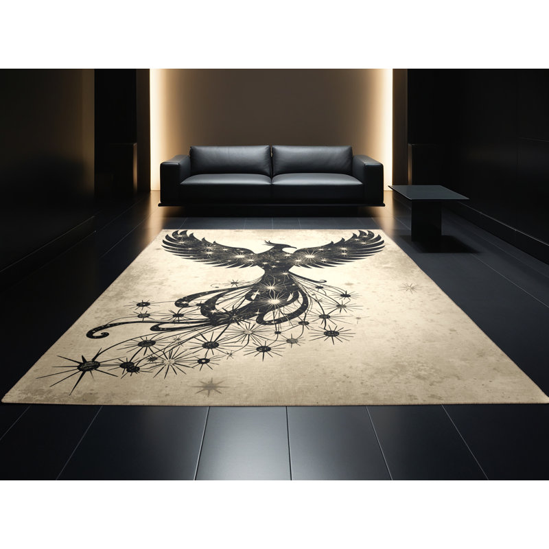 Machine Washable Pavlo Posh & Luxe Starburst Rug in Beige – Beige Binding, 7 x 9