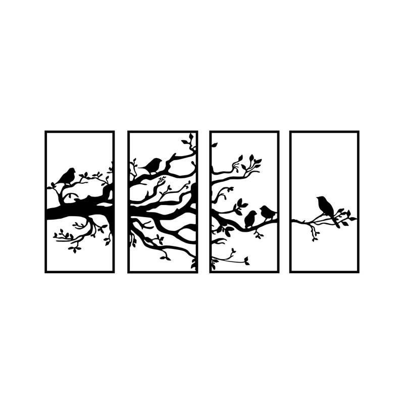 Stylish Decorative Metal Wall Accessory (4 Pieces), Black, 13.4 x 27.6 inches | 100% Metal Construction, Thickness: 0.06 inches | Perfect for Modern Home Decor, Easy to Hang, Durable & Eye-Catching Design