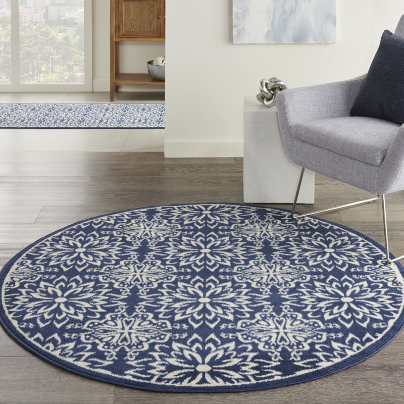 Tapis bleu marine Sheron, Rond 5 pi 3 po