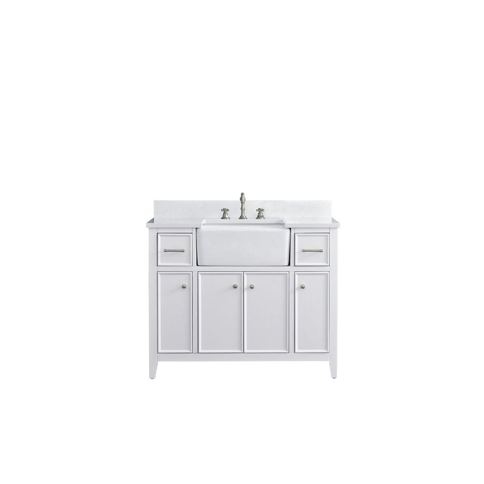 Aisa 42" Single Bathroom Vanity, White/Brushed Nickel