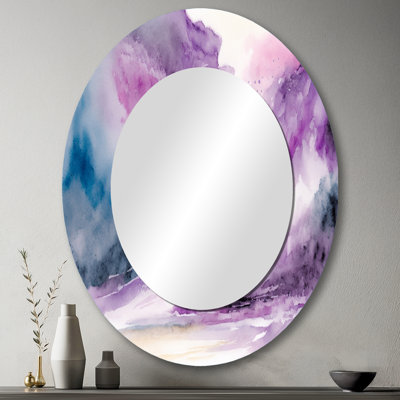 Violet Violet At the Horizon II - Miroir mural ovale moderne mauve