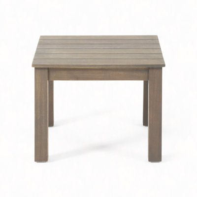Modern Acacia Wood Side Table - 19.75" Square Slat Top, Minimalist Outdoor Design - Weather-Resistant & Fade-Proof