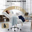 Chaise de bureau à haut dossier, chaise de bureau inclinable avec repose-pieds, coussin épais, mousse à haute résilience, hauteur réglable, roulettes, blanc crème