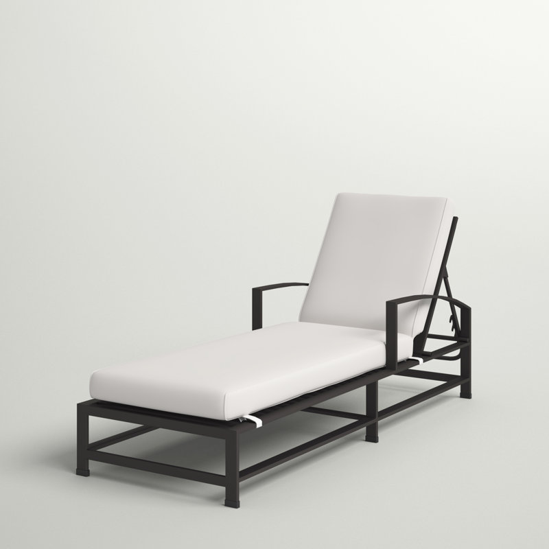 Mulcahey Outdoor Metal Chaise Lounge , Sunbrella Cushion Included, Canvas Natural Sunbrella®