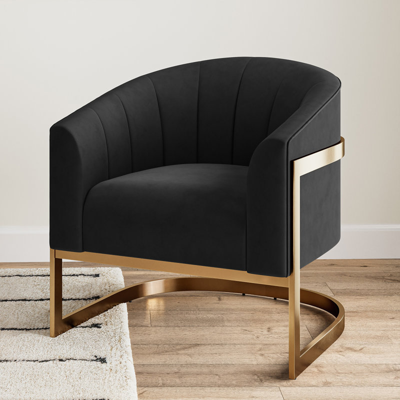 Fauteuil demi-tonneau Ellisville, Velours noir