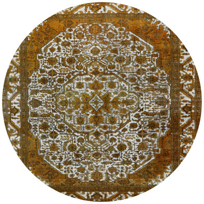 Tapis oriental orange / blanc
