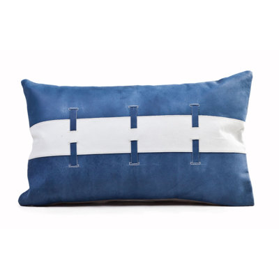  Coussin décoratif en cuir véritable bleu Diana