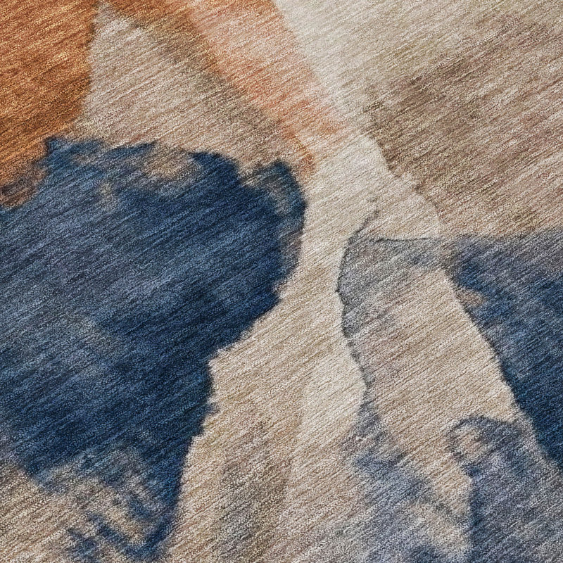 Tapis abstrait intérieur / extérieur lavable à la machine Chantille ACN2969, Marine, 9 pi x 12 pi