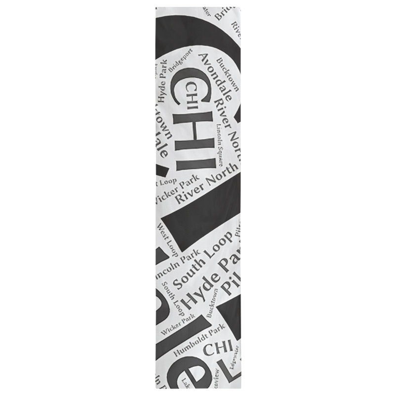 Chemin de table blendtable en coton, 72 po x 16 po, Noir, Chicago