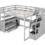 Lit mezzanine double avec bureau, tablettes et escalier