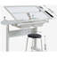 Table à dessin à manivelle réglable avec 2 tiroirs en métal (blanc) et tabouret-364793329