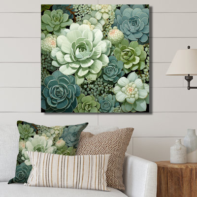 «Green Succulents Flowers Serene Succulents IV», art mural