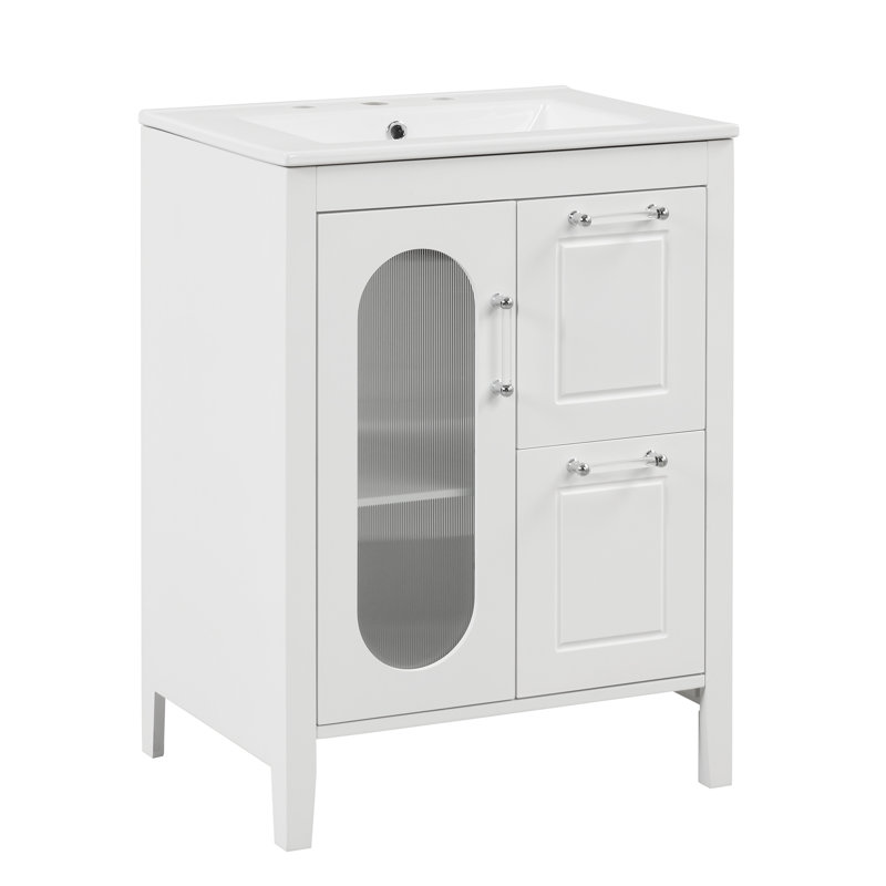 Meuble-lavabo 24 po avec lavabo en céramique, Blanc