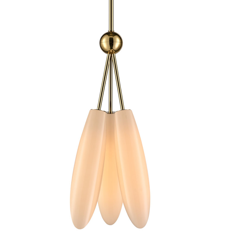 20 inches Sprig 3 Light Pendant in Polished Grass