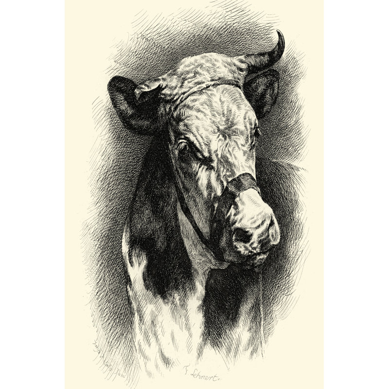" Antique Cattle I " Painting Print, 48" H x 32" W x 1.25" D