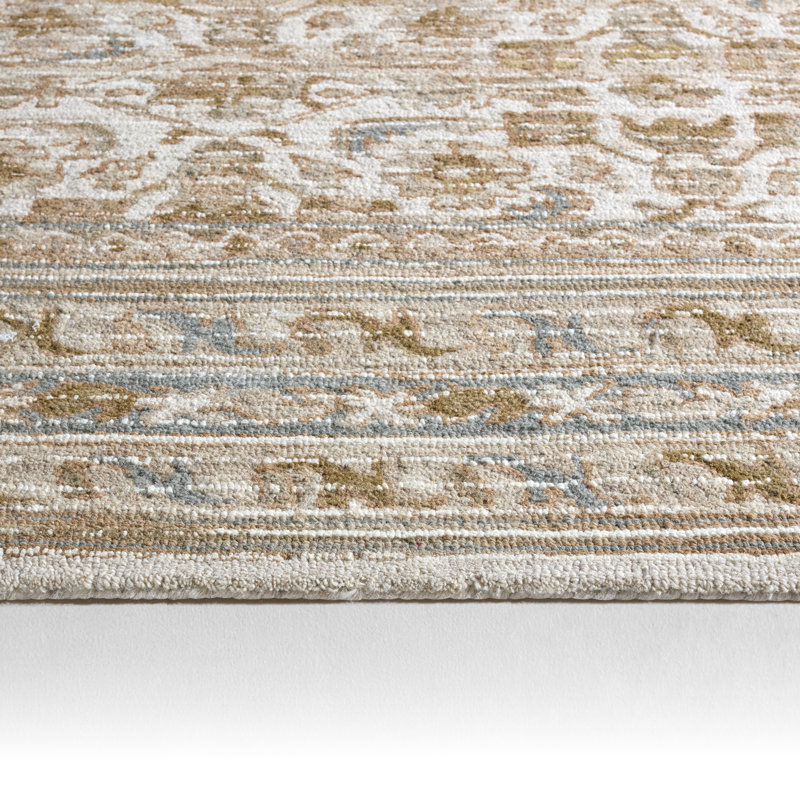 Tapis rectangulaire en laine touffeté à la main brun / or Karthik, Rectangle 9 pi x 12 pi