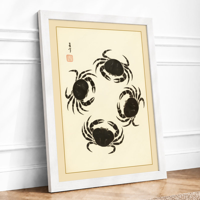 Four Crabs Japandi - Framed Print, A1 - 84.1 x 59.4 cm, White