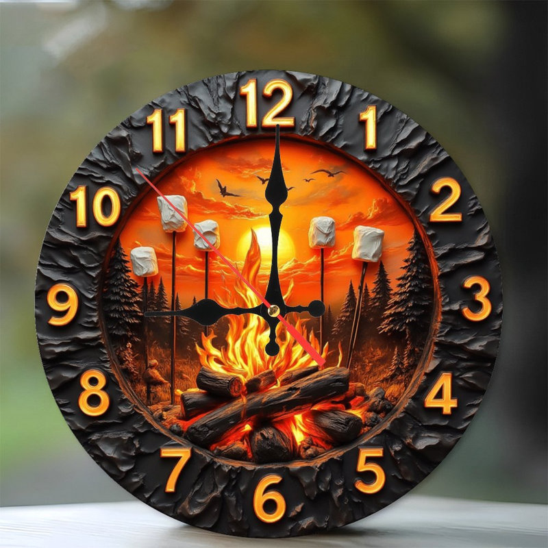 Horloge de feu de camp avec guimauves
