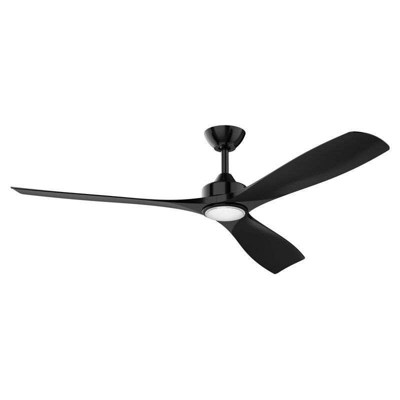 60" Black Industrial Ceiling Fan with LED Light and Remote