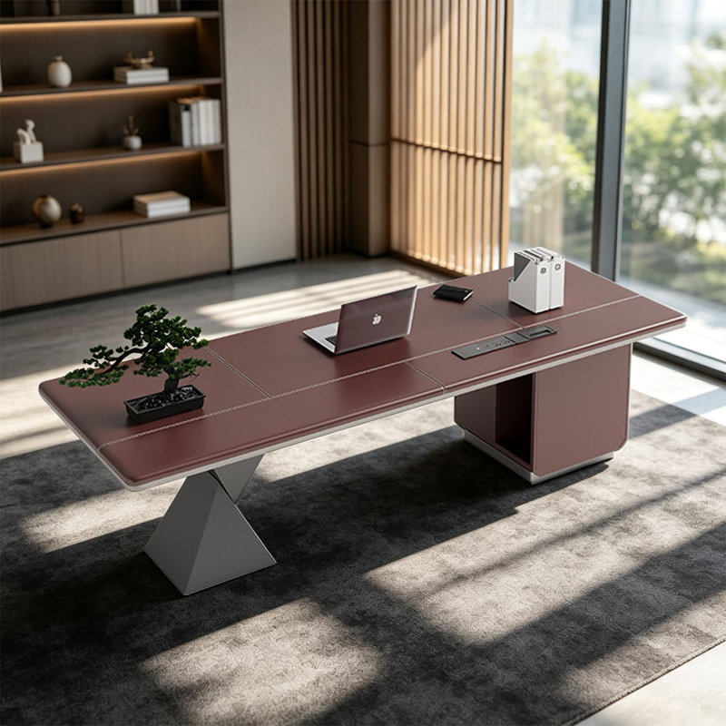 Stainless Steel Executive Desk, 29.53"H*86.61"W*31.5"D