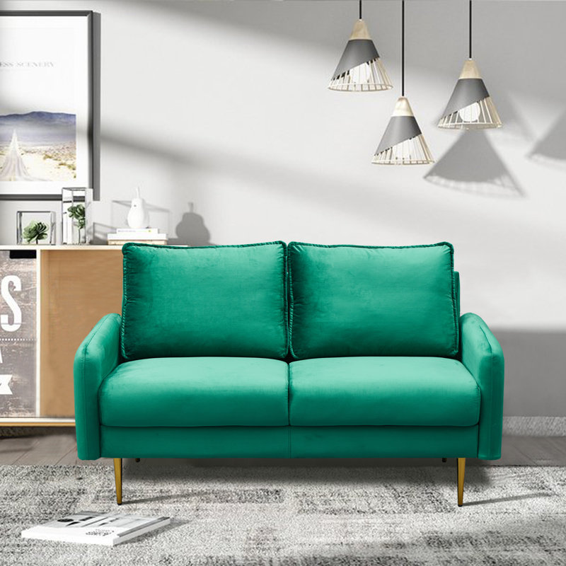 Govany 57.8'' Velvet Loveseat, Green Velvet, 34" H x 69" W x 32" D