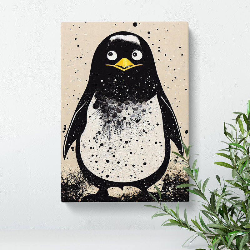 Penguin Graffiti No.4 - Wall Art, Wrapped Canvas, 60cm H x 40cm W, No Matte