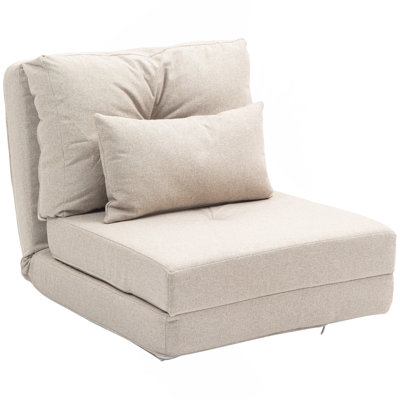 Convertible Flip Chair, Floor Lazy Sofa, Folding Upholstered Couch Bed With Adjustable Backrest, Metal Frame And Pillows For Living Room Bedroom