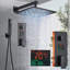 LED Concealed Bathroom Shower Mixer Set 40cm Rain Head Square Valve System Black