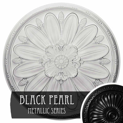 Endurathane Fairfax Ceiling Medallion, 29 7/8"OD x 1 3/8"P, Hand-Painted Black Pearl Finish