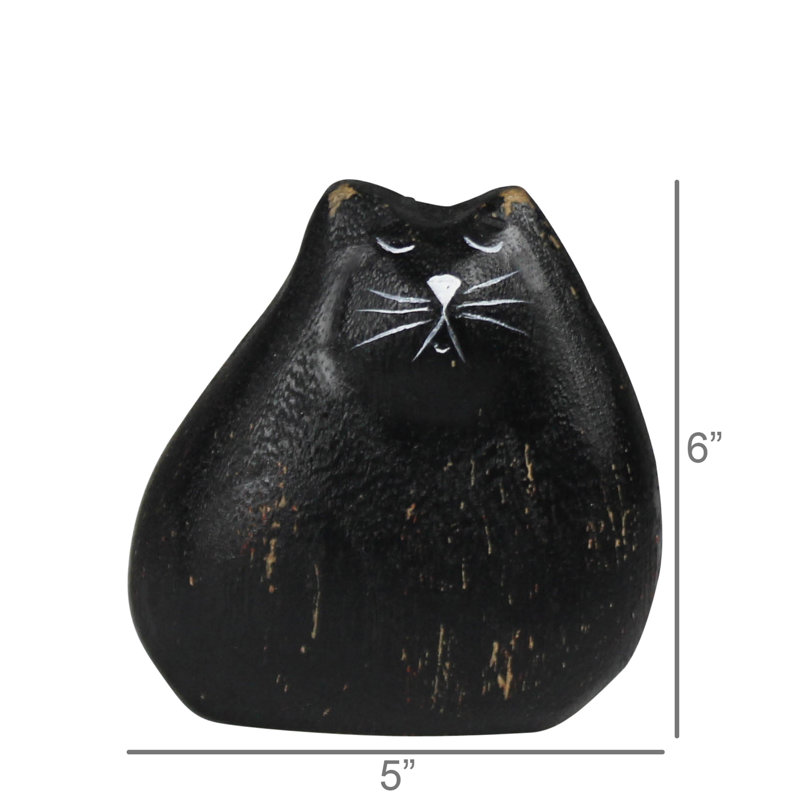 Chat, bois, H 4 po x l 2,50 po x P 4 po