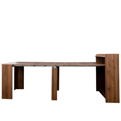 Modern Extendable Dining Table with Hidden Storage, Multi-Functional Wooden Table for Kitchen and Living Room