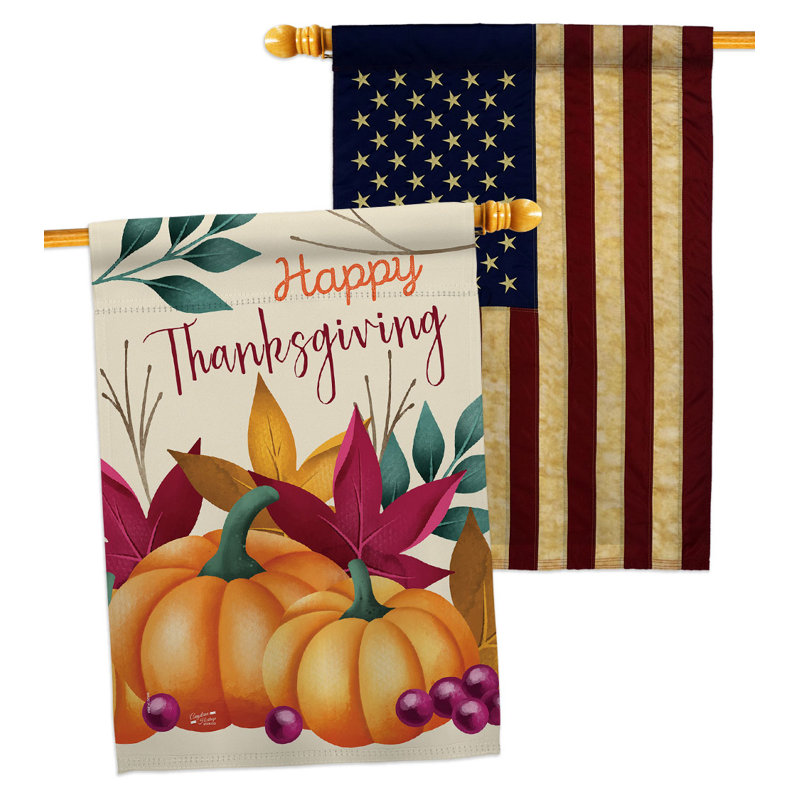 Drapeau de maison citrouille en polyester 40 x 28 po
