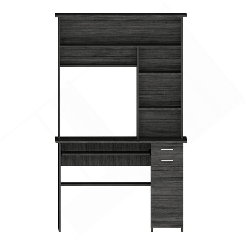 Deux bureaux d'écriture, huche, tiroir simple et armoire, six tablettes