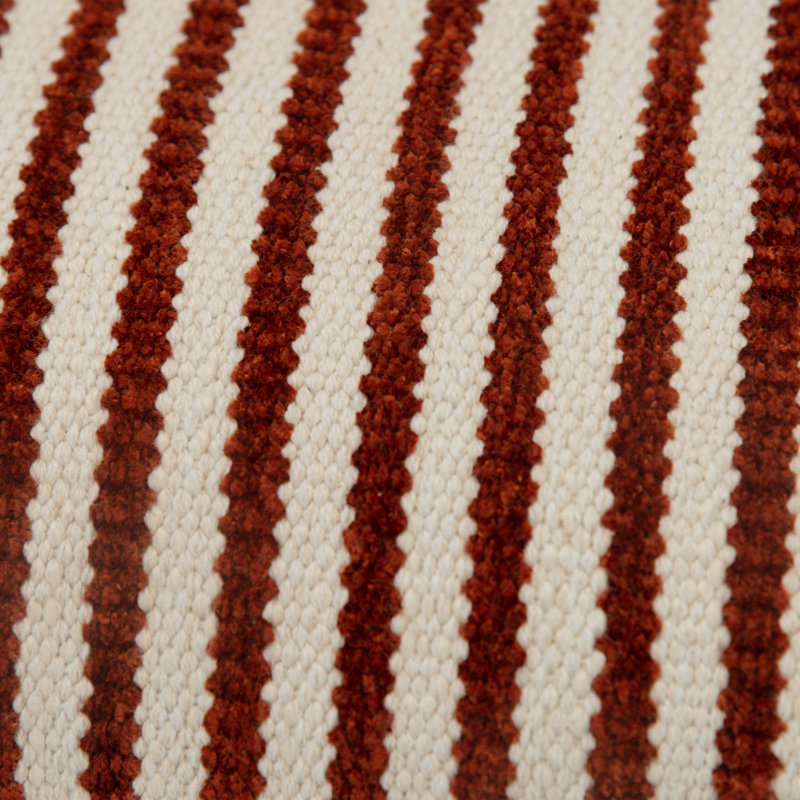 Housse de coussin rectangulaire en lin / chenille Carlus, Naturel / Terracotta
