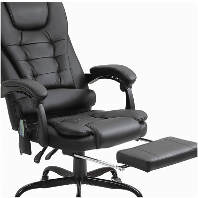 7-Point Vibrating Massage Office Chair, High Back Executive Recliner with Lumbar Support, Footrest, Reclining Back, Adjustable Height