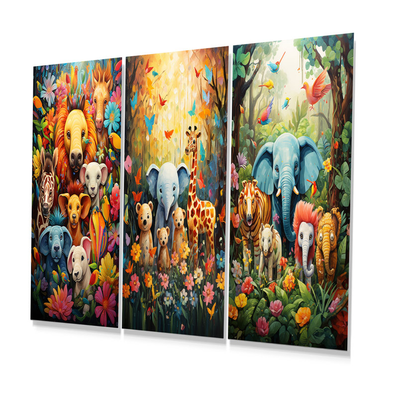 Ensemble de 3 reproductions d'art mural en métal pour chambre de bébé, H 28 po x l 36 po