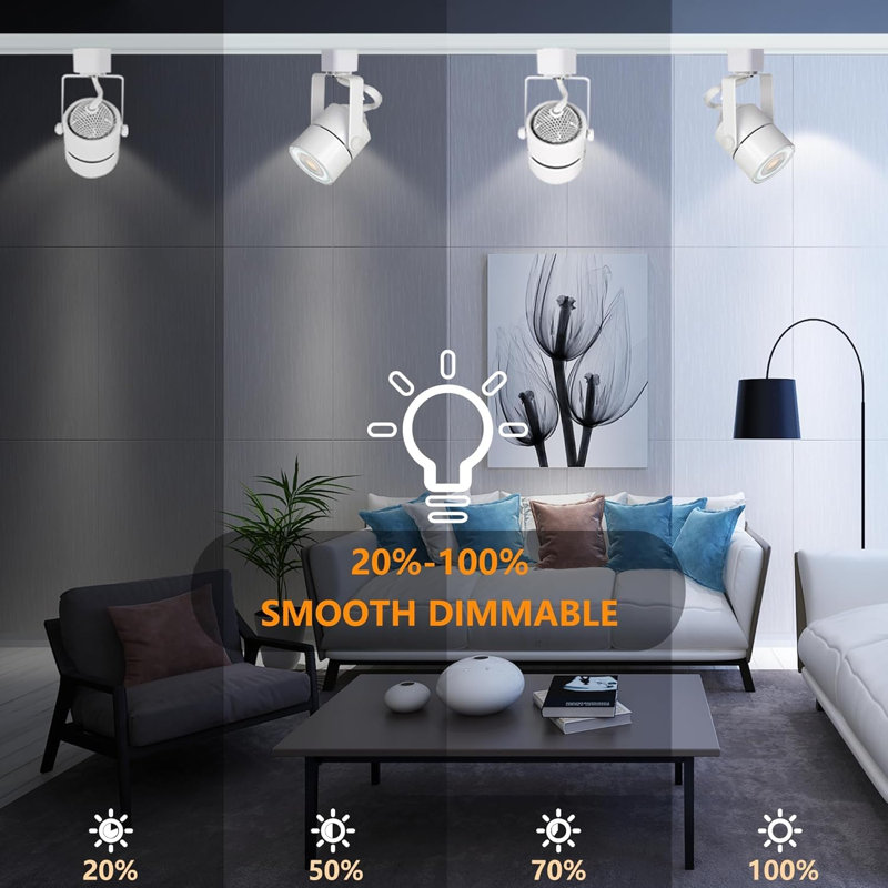 Bravsekai White 8PCS LED Track Lighting with Advanced Replaceable GU10 Bulbs, Switchable 3CCT(3000K/4000K/6000K) and Dimmable Brightness(20%-100%), Versatile Ceiling Spotlight Fixtures for Any Space