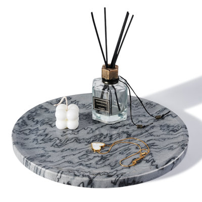 Guein 12” Round Natural Marble Tray