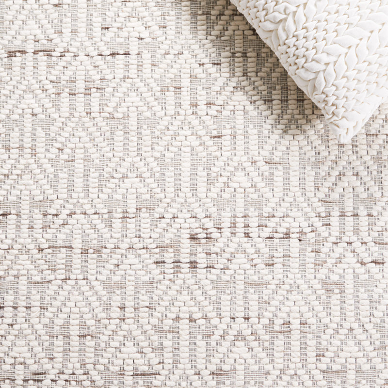 Tapis blanc en laine et polyester à motif abstrait Manya, Rectangle 6 pi x 9 pi