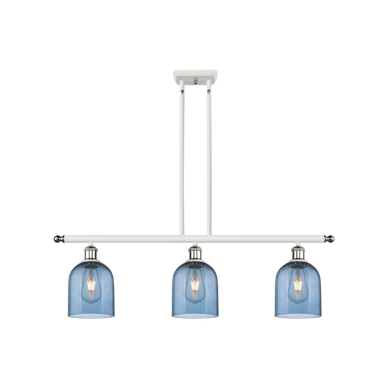 Odaniel 3 - Light Kitchen Island Pendant, Princess Blue, White Polished Chrome