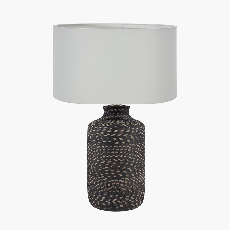 Ceramic Table Lamp, Black, Poly-Blend, Cream